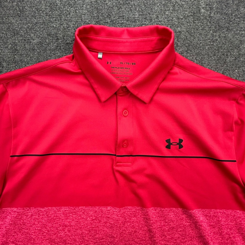 Under Armour Shirt Men XL Pink Rose Performance Playoff Golf Polo 2.0 Colorblock